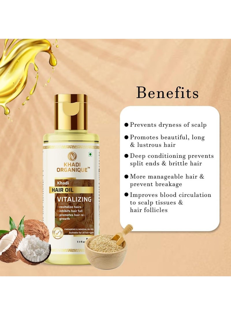 Khadi Organique Vitalizing Hair Oil Paraben Mineral Oil Free-210ml