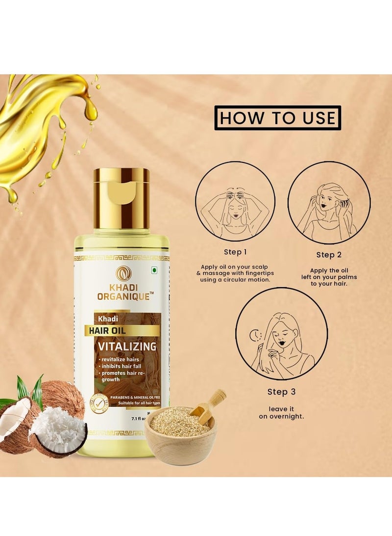 Khadi Organique Vitalizing Hair Oil Paraben Mineral Oil Free-210ml