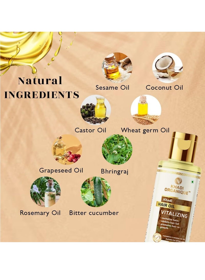 Khadi Organique Vitalizing Hair Oil Paraben Mineral Oil Free-210ml