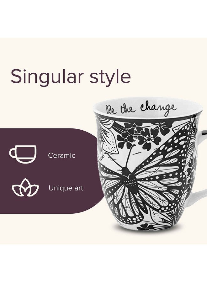 Karma Gifts 16 oz Black and White Boho Mug Butterfly - Cute Coffee and Tea Mug - Ceramic Coffee Mugs for Women and Men - Image 3