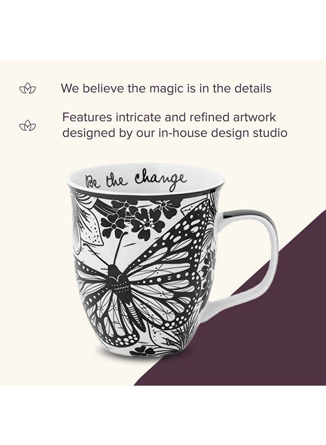 Karma Gifts 16 oz Black and White Boho Mug Butterfly - Cute Coffee and Tea Mug - Ceramic Coffee Mugs for Women and Men - Image 4
