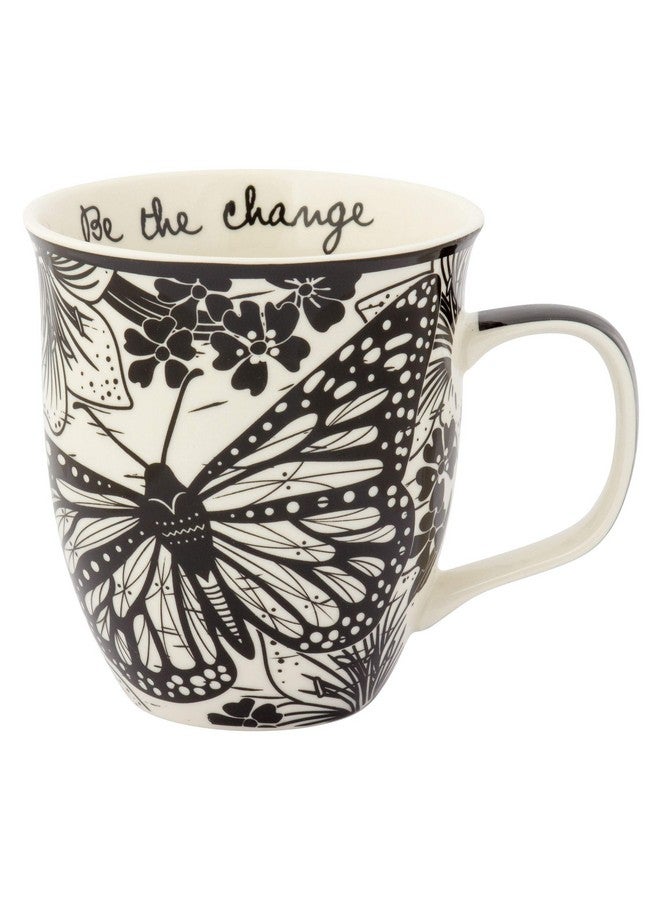 Karma Gifts 16 oz Black and White Boho Mug Butterfly - Cute Coffee and Tea Mug - Ceramic Coffee Mugs for Women and Men - Image 1