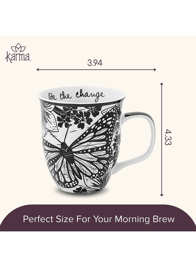 Karma Gifts 16 oz Black and White Boho Mug Butterfly - Cute Coffee and Tea Mug - Ceramic Coffee Mugs for Women and Men - Image 5