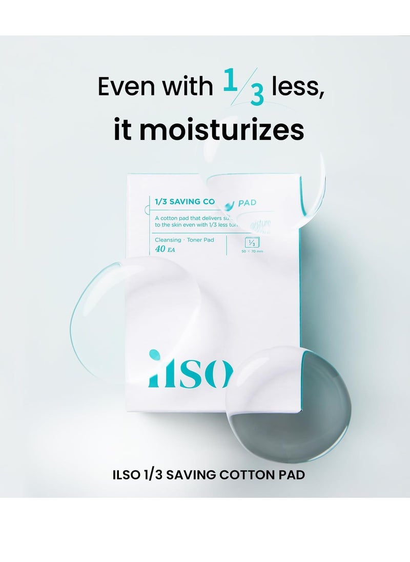ilso - ILSO 1/3 Saving Cotton Pad, Thin Layer Perfect for DIY Toner pad and mask, 40 Sheets, Korean Skincare (50 x 70mm) - Image 1