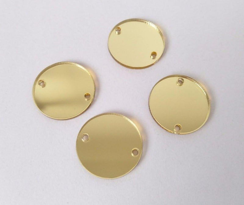 MEYA Sew On Round Mirror Beads DIY Mirrored Rhinestones for Costume Evening Dresses Cloth Garment Decoration Accessory 2x2cm Gold - Image 1