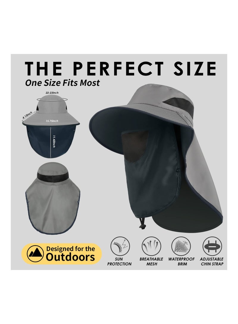 SOLARAE Fishing Hat for Men Women, Wide Brim UV Sun Protection Hat UPF 50+, Waterproof Sun Hat Cap with Neck Flap Face Cover - Image 3