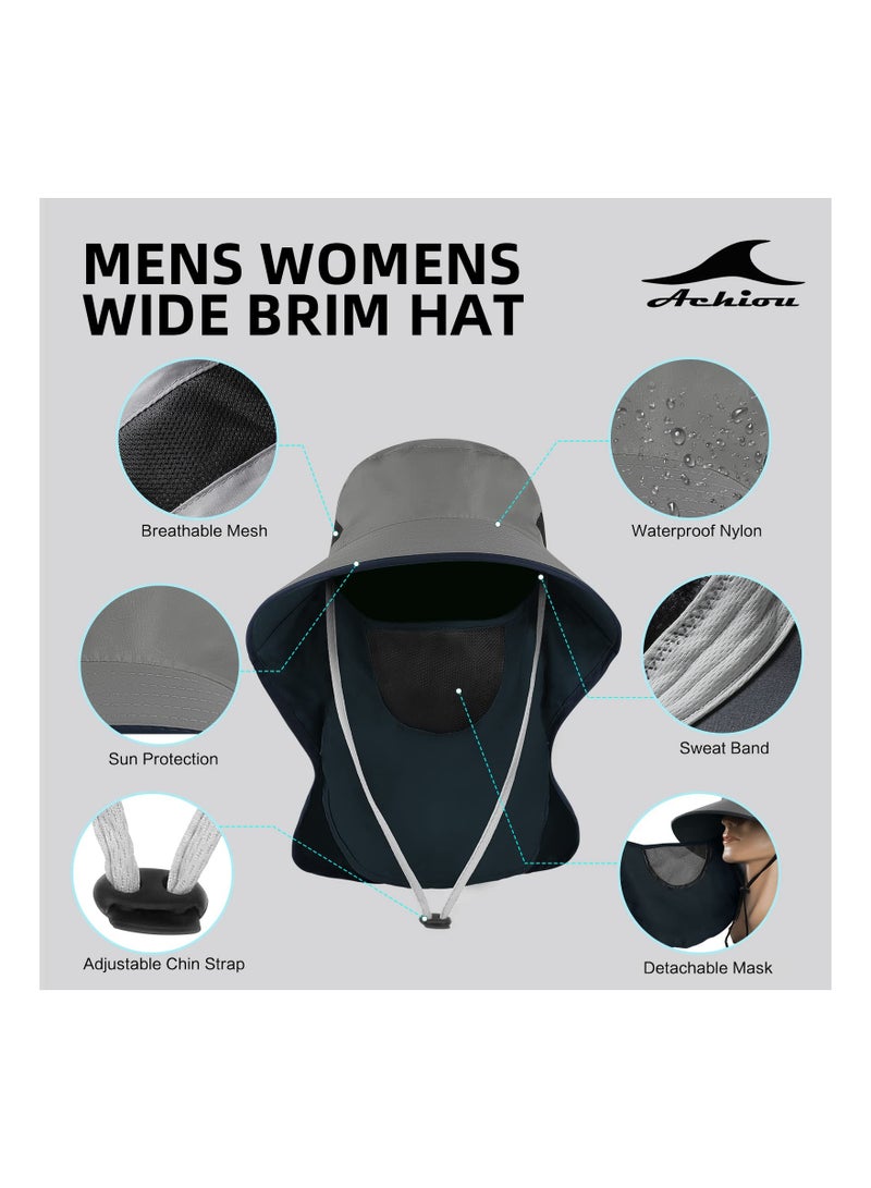 SOLARAE Fishing Hat for Men Women, Wide Brim UV Sun Protection Hat UPF 50+, Waterproof Sun Hat Cap with Neck Flap Face Cover - Image 2