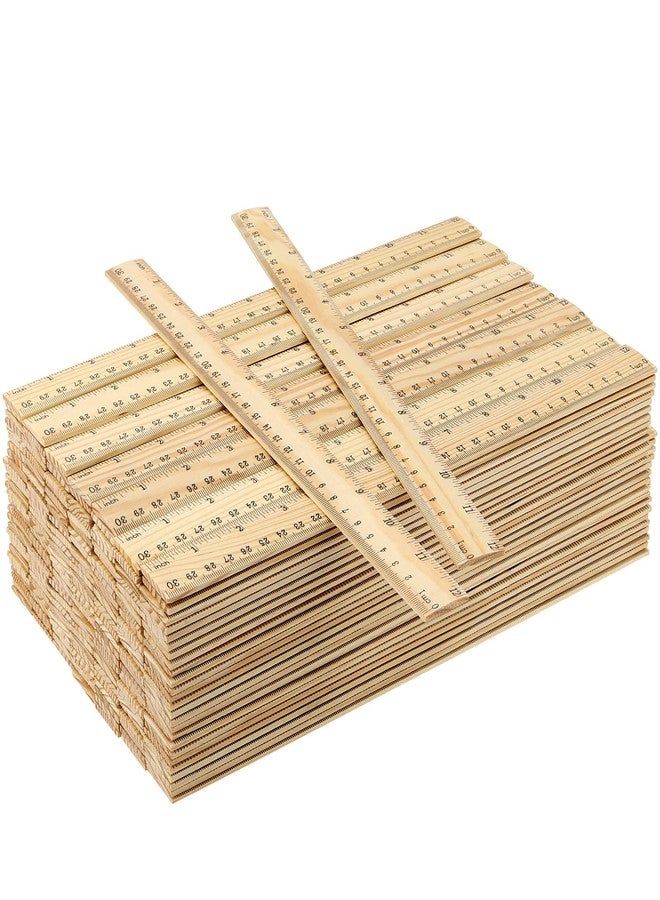 MANCHAP 144 PCS 12 Inch Wooden Rulers, Double Sided Pine Wood School Ruler, Wood Measuring Ruler for Home, and Office, 2 Scales (12 Inch and 30 CM) - Image 1