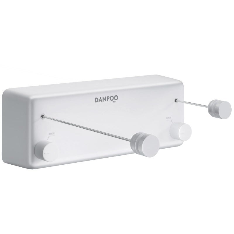 Danpoo Retractable Clothesline 2x138ft Stainless Steel Clothes Line Retracting IndoorOutdoor WallMounted Laundry Drying with AutoLock Heavy DutyWhite
