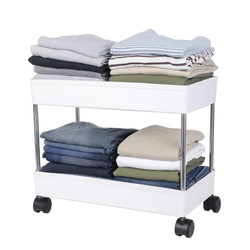 Leaffybezz Kitchen Trolley with Wheels, 2 Layer Kitchen Organizer Accessories Items & Storage Onion Potato Rack, Vegetable Basket for Kitchen Storage (White) - Image 1