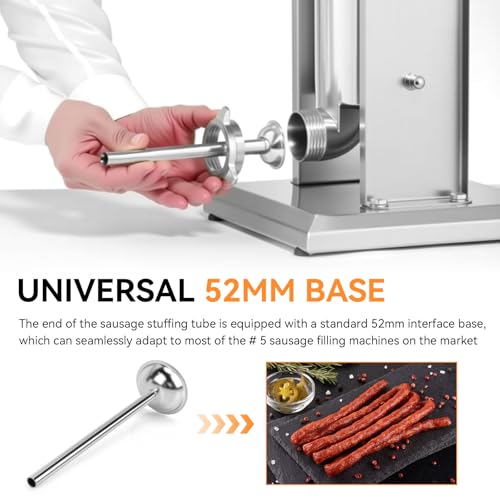 Nbbiww 10mm Stainless Steel Sausage Stuffing Tubes, Stuffing Funnels for #5 Sausage Stuffers, 10mm Stuffing Horn For Manual/Electric Meat Sausage Stuffer - Image 4