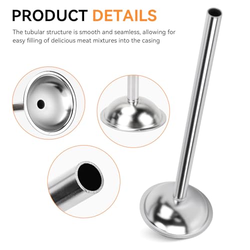 Nbbiww 10mm Stainless Steel Sausage Stuffing Tubes, Stuffing Funnels for #5 Sausage Stuffers, 10mm Stuffing Horn For Manual/Electric Meat Sausage Stuffer - Image 2
