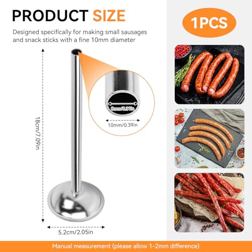 Nbbiww 10mm Stainless Steel Sausage Stuffing Tubes, Stuffing Funnels for #5 Sausage Stuffers, 10mm Stuffing Horn For Manual/Electric Meat Sausage Stuffer - Image 3