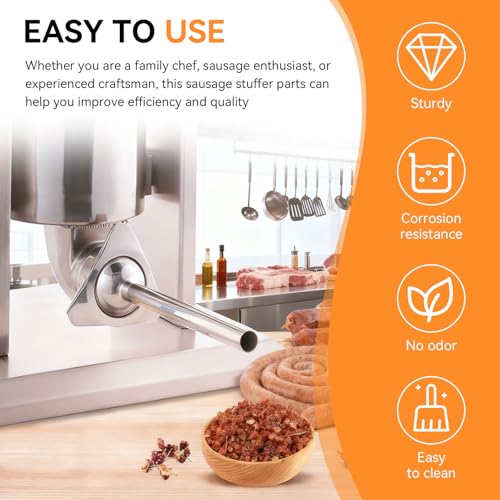 Nbbiww 10mm Stainless Steel Sausage Stuffing Tubes, Stuffing Funnels for #5 Sausage Stuffers, 10mm Stuffing Horn For Manual/Electric Meat Sausage Stuffer - Image 5