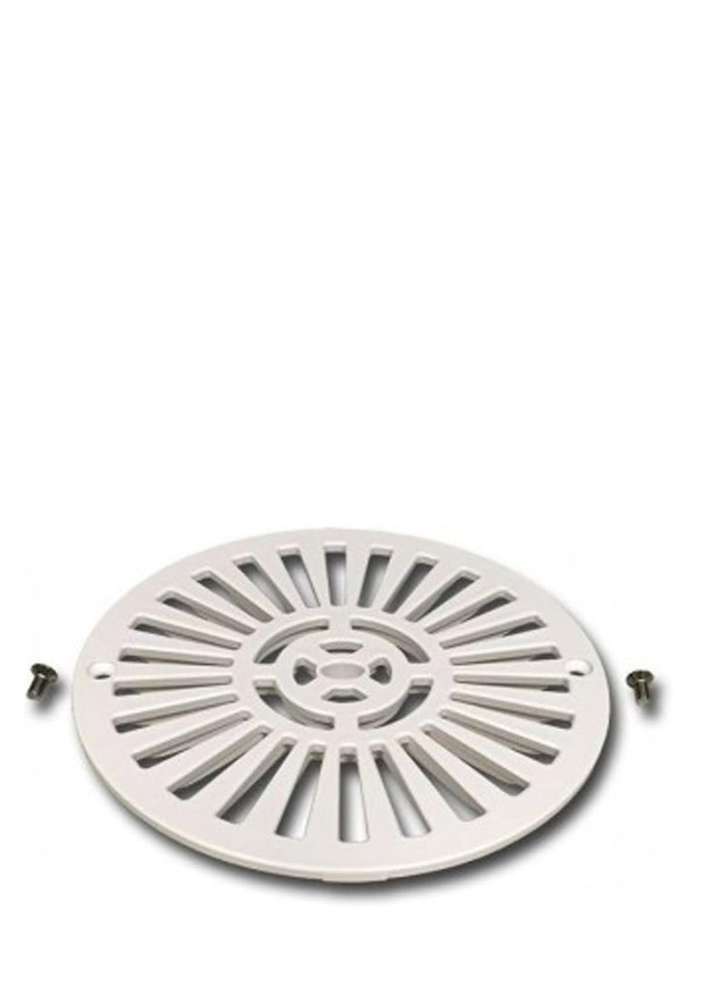 Generic Round Drain Grille, 174mm Diameter, White, with Mounting Screws 