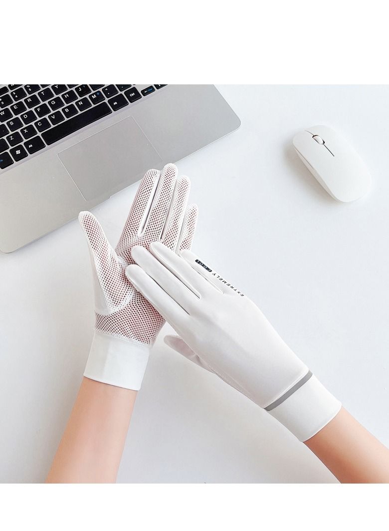 1-Pair UV Protection Summer Sunscreen Gloves White - Image 2