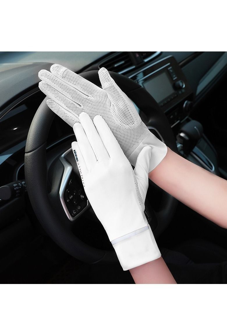1-Pair UV Protection Summer Sunscreen Gloves White - Image 4