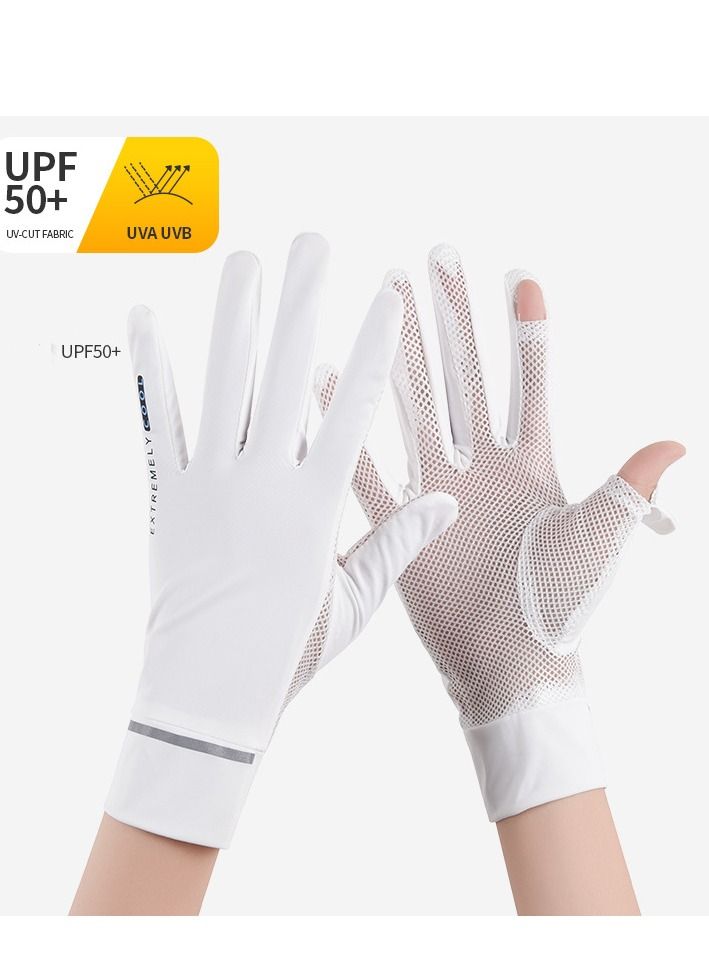 1-Pair UV Protection Summer Sunscreen Gloves White - Image 3