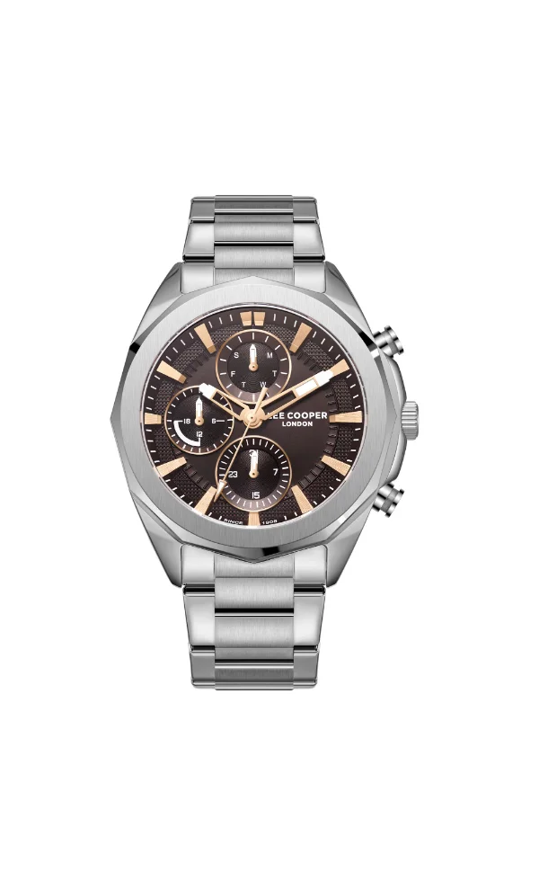 Lee Cooper LEE COOPER LC08005.360 Men's Multi Function Display Watch & Metal Strap Silver