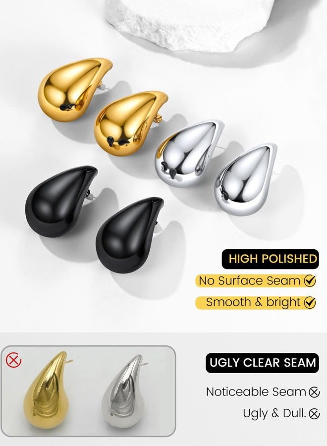 KeyStyle Gold Teardrop Earrings for Women Chunky Hoop, Lightweight Waterdrop Hollow Open Hoops, Hypoallergenic Gold Plated Water Drop Earrings Fashion Jewelry for Women Lady - Image 5
