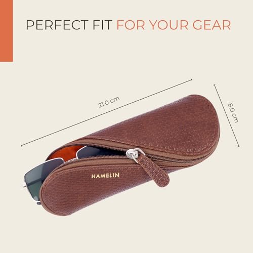 HAMELIN Sunglasses Case With Zipper | Keeps The Sunglasses Safe From Scratches, Dirt | Eye Glass Box & Spectacle Case For Men & Women | Eyewear Carrying Case For Easy Travel & Outings | Brown Checked - Image 3