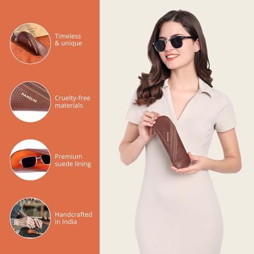 HAMELIN Sunglasses Case With Zipper | Keeps The Sunglasses Safe From Scratches, Dirt | Eye Glass Box & Spectacle Case For Men & Women | Eyewear Carrying Case For Easy Travel & Outings | Brown Checked - Image 5