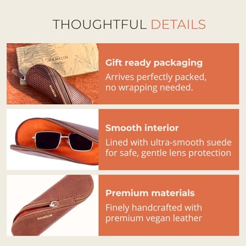 HAMELIN Sunglasses Case With Zipper | Keeps The Sunglasses Safe From Scratches, Dirt | Eye Glass Box & Spectacle Case For Men & Women | Eyewear Carrying Case For Easy Travel & Outings | Brown Checked - Image 2