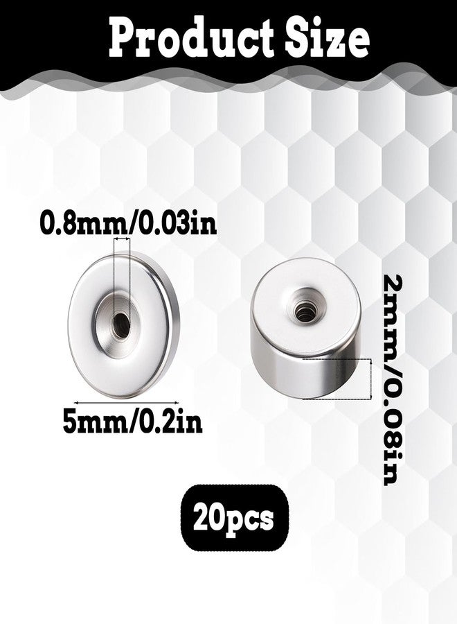 Yuomeaz 20 Pcs Stainless Steel Earring Backs, 2mm Flat Earrings Back for Stud, Screw on Earrings Back Replacements for Women Men Dainty Push Pin Cartilage Earring (0.8mm Hole) - Image 3