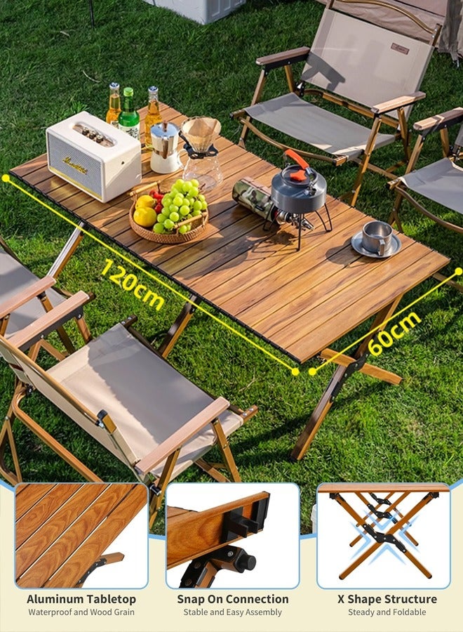 Morlife Roll Up Aluminum Folding Table , Camping, Beach, Graden, Outdoor Events，Lightweight Foldable Low Dining Table（120 x 60 cm） - Image 2