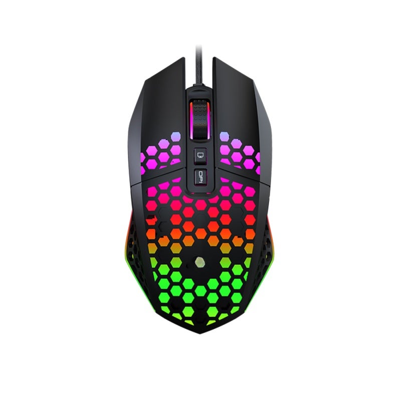 Wired RGB Gaming Mouse - 7 Programmable Buttons 6 Adjustable DPI Levels With Back-To-Desktop Button, Anti-Skid Design Honeycomb Pierced for PC Gamers - Image 1