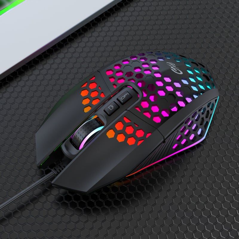 Wired RGB Gaming Mouse - 7 Programmable Buttons 6 Adjustable DPI Levels With Back-To-Desktop Button, Anti-Skid Design Honeycomb Pierced for PC Gamers - Image 3
