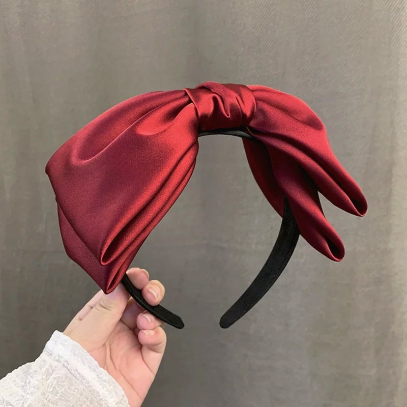 Generic Song Zhiya Style Black Velvet Bow Headband Red Big Bow Headband 