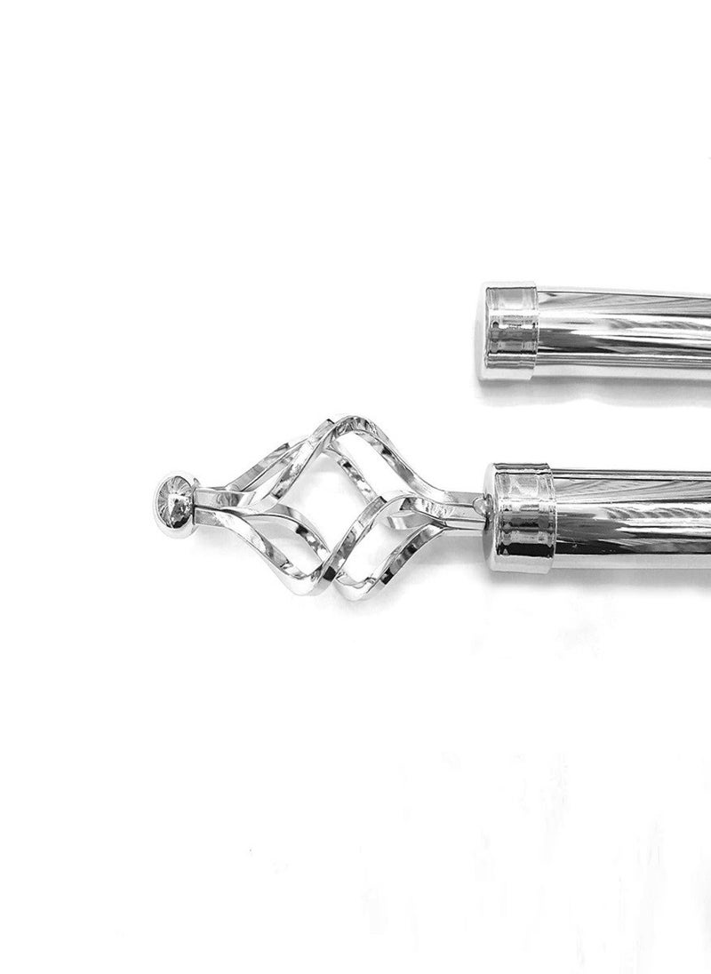 Adjustable Double Curtain Pole Silver 2 Meter 100cm to 200cm  - Image 1