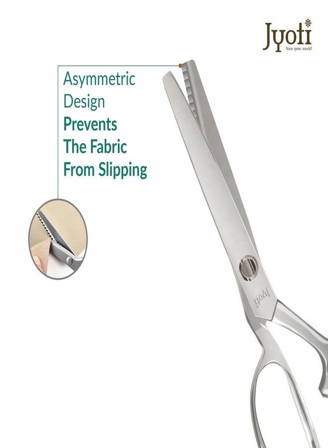 Jyoti Scissor 8" Steel Zig Zag, Pinking Shear, Ideal for cutting a Zigzag Pattern along a Fabric Edge, Asymmetric Design Prevents the Fabric from the Fabric Edge, Comfortable Grip & Decorative Cutting - Pack of 1 - Image 2