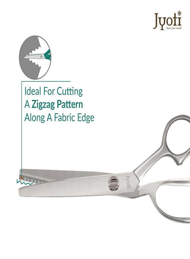 Jyoti Scissor 8" Steel Zig Zag, Pinking Shear, Ideal for cutting a Zigzag Pattern along a Fabric Edge, Asymmetric Design Prevents the Fabric from the Fabric Edge, Comfortable Grip & Decorative Cutting - Pack of 1 - Image 4