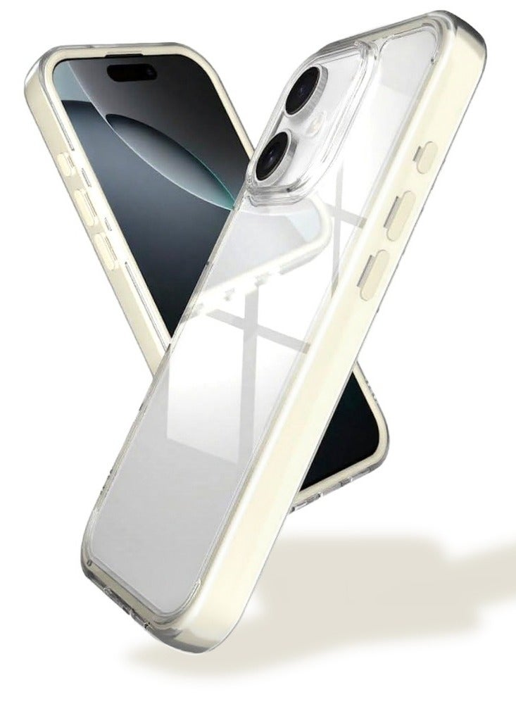 Clear Color Case for iPhone 16 – Shockproof Soft TPU Bumper Frame with Flexible Transparent Back, Aesthetic Crystle Pastel Design, Stylish Phone protector for girls (Creamy White) - Image 1
