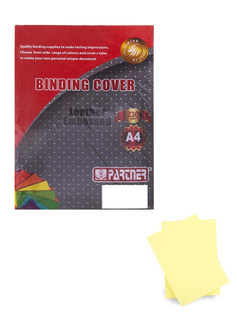 PARTNER 100-Piece Embossed A4 Binding Sheet Yellow 
