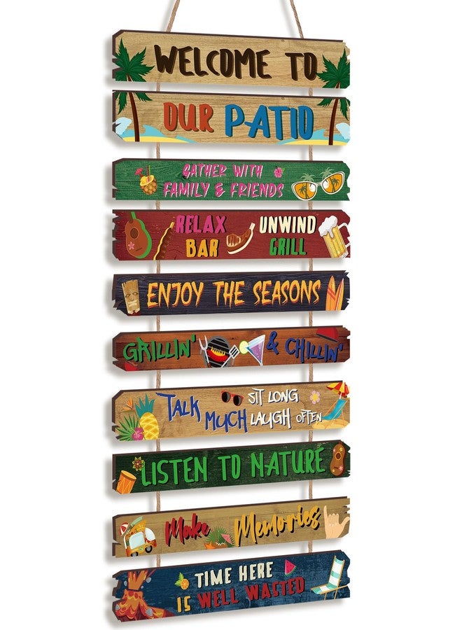RattanView Welcome to Our Patio Porch Rules Signs Wood Patio Porch Decorations Outdoor Funny Rules Sign Decorative Signs Outdoor Rules Plaque for Art Porch Backyard Home Birthday Gift (Summer) - Image 1