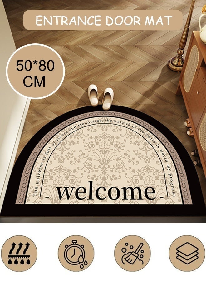 DURKU Door Mat Welcome Door Mat Carpet and Door Mats Non-Slip Durable Welcome Mat Kitchen Rug Pad Dirt Entryway Rug Front Door Mat Rubber Backing Non Slip Door Mats Heavy Duty Waterproof Indoor Outside Mats Entrance Home Floor Mat Entrance Doormat Half Round Door Mat 50*80cm - Image 1