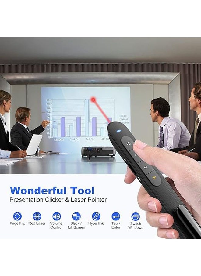 جنرال - جهاز تحكم لعروض المحاضرات بتقنية RF 2.4 جيجاهيرتز، جهاز تحكم لعروض PowerPoint PPT مع مؤشر ليزر، جهاز تحكم عن بعد لعروض الباوربوينت لنظام ماك، Keynote، كمبيوتر، لابتوب - Image 1