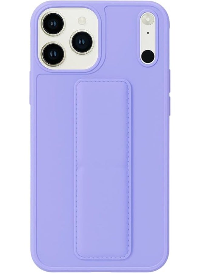 Back Cover and Holder for iPhone 17 Pro Max, Soft Silicone Magnetic Car Mount, Horizontal and Vertical Stand, Wrist Strap, Full Protection, Anti-Fingerprint Case (Purple)