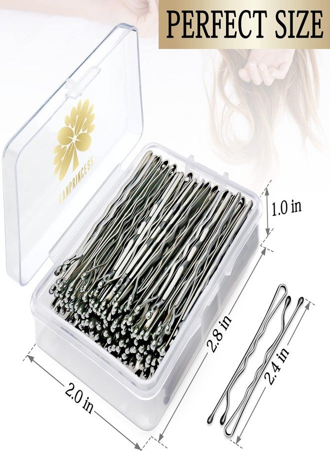 كان برنسيس 100 قطعة من دبابيس الشعر الفضية مقاس 2.4 بوصة، دبابيس شعر غير مؤلمة لجميع أنواع الشعر، دبابيس شعر للنساء والفتيات، دبابيس شعر للكعكات مع علبة (أسود) - Image 2