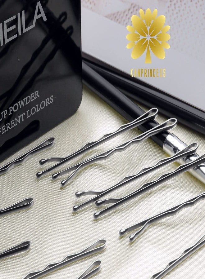 كان برنسيس 100 قطعة من دبابيس الشعر الفضية مقاس 2.4 بوصة، دبابيس شعر غير مؤلمة لجميع أنواع الشعر، دبابيس شعر للنساء والفتيات، دبابيس شعر للكعكات مع علبة (أسود) - Image 5