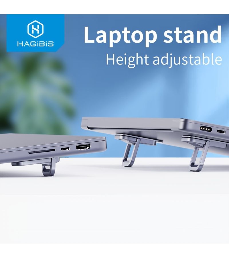 Silvery Adjustable Height Laptop Stand Portable Ergonomic Invisible Riser Cooling Pad for Notebooks - Image 3