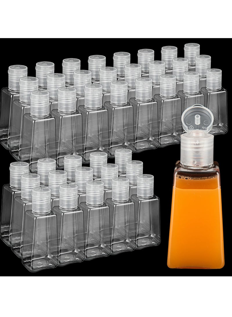 Excefore Travel Bottles Empty, 50 Pcs Travel Size Bottles 1oz Plastic Small Bottles, 30 ml Mini Bottles, Empty Clear Trapezoidal Portable Travel Bottle with Flip Cap for Liquid, Lotions, Toner, Body Soap - Image 1