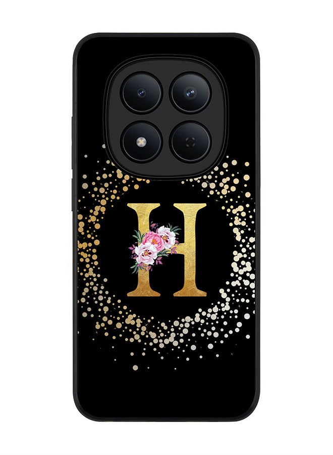 For Xiaomi Redmi Note 15 Pro 5G Case,Slim fit Camera Protection, Shockproof Thin Phone cover  - Custom Monogram Floral - H ( Black )