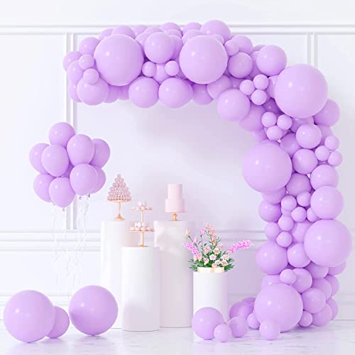 atorakushon Latex 10"Inch Lavender Pastel Balloons 126Pcs with 2 Roll Glue Dots 1 Roll Arch 1 Manual Hand Held Air Pump Full Combo for Wedding Birthday Anniversary Valentine Party Decoration - Image 1