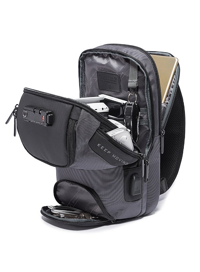 بانجي حقيبة صدر أنيقة مقاومة للماء بسعة كبيرة 7082 BANGE New Oxford Grey - Image 5