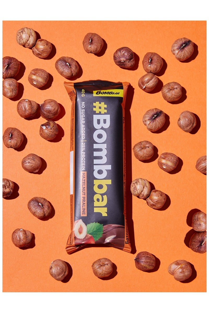 BOMBBAR Chocolate Covered Protein Bar with Hazelnut Praline 12x40g - Image 5