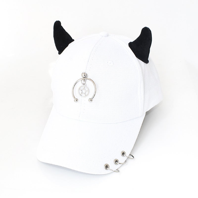 New Metal Decoration Baseball Cap Personalized Ears Iron Ring Cap Female Street Couple Casual Hip-Hop Cap - Image 1